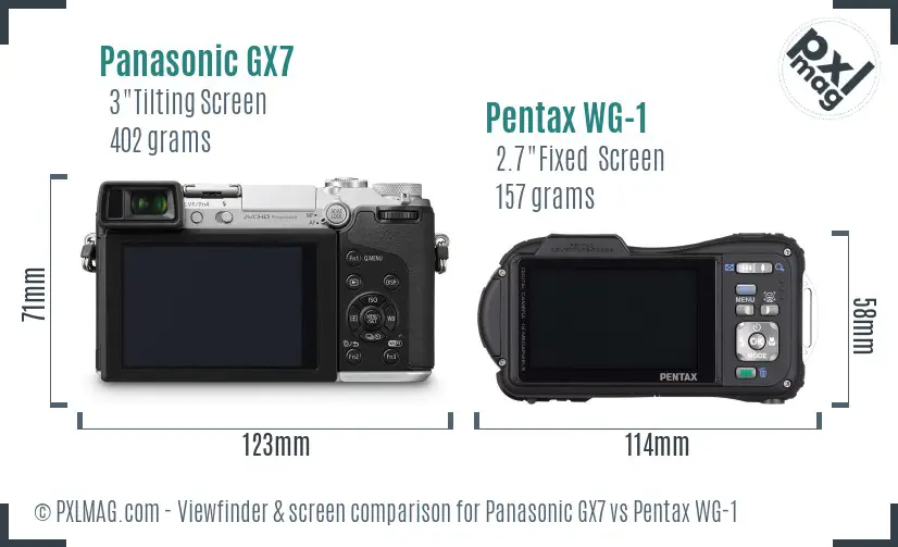 Panasonic GX7 vs Pentax WG-1 Screen and Viewfinder comparison
