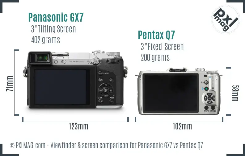 Panasonic GX7 vs Pentax Q7 Screen and Viewfinder comparison Panasonic GX7 vs Pentax Q7 Screen and Viewfinder comparison