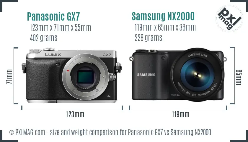 Panasonic GX7 vs Samsung NX2000 size comparison