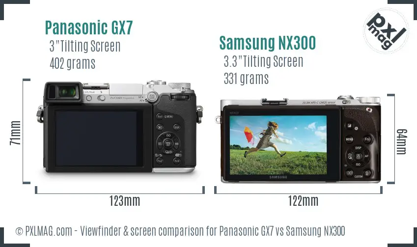 Panasonic GX7 vs Samsung NX300 Screen and Viewfinder comparison