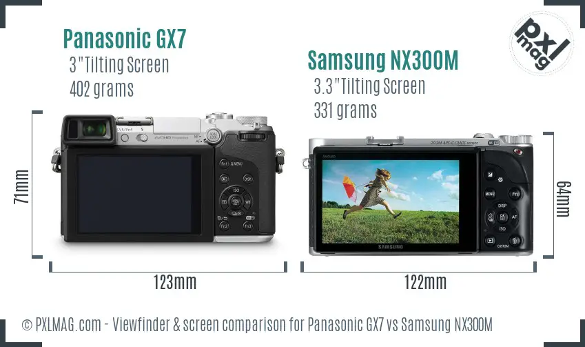 Panasonic GX7 vs Samsung NX300M Screen and Viewfinder comparison