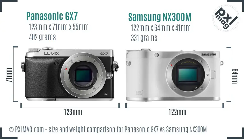 Panasonic GX7 vs Samsung NX300M size comparison