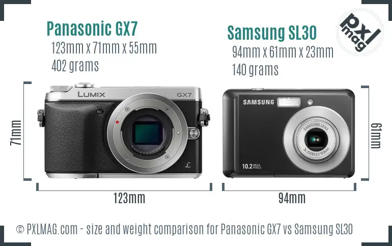 Panasonic GX7 vs Samsung SL30 size comparison