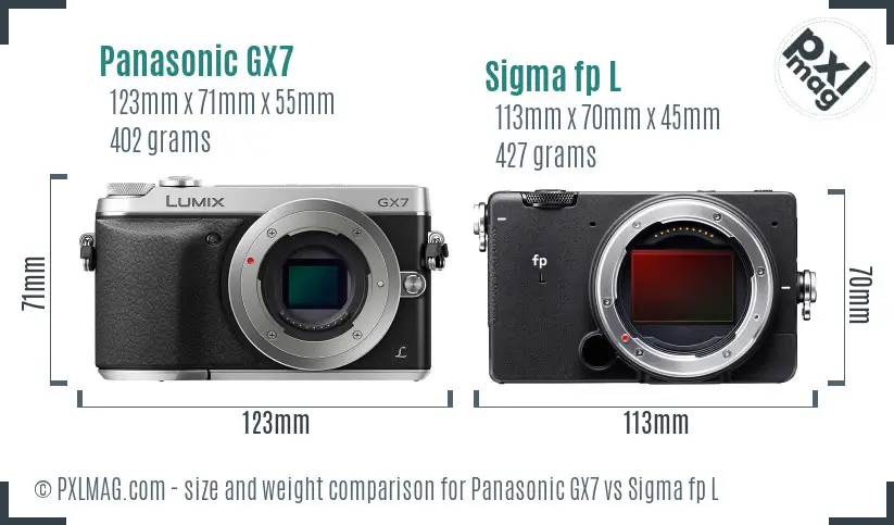 Panasonic GX7 vs Sigma fp L size comparison