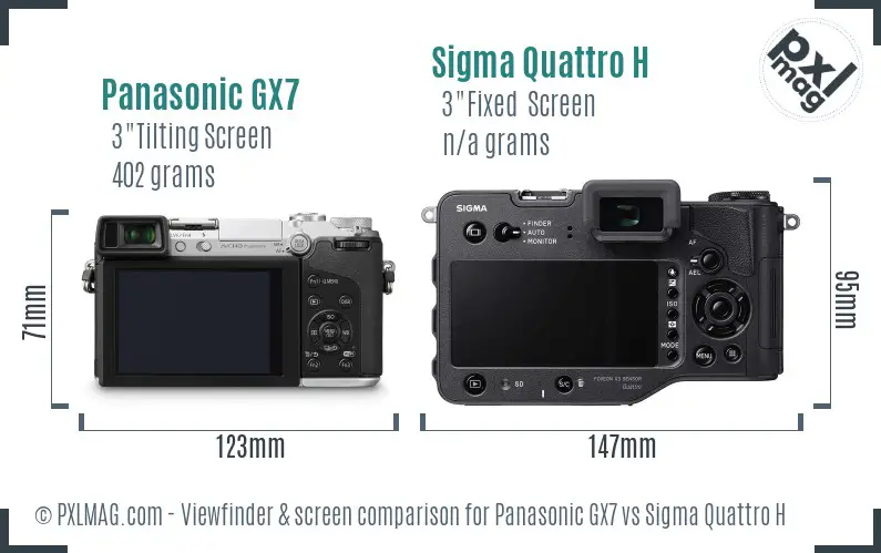 Panasonic GX7 vs Sigma Quattro H Screen and Viewfinder comparison