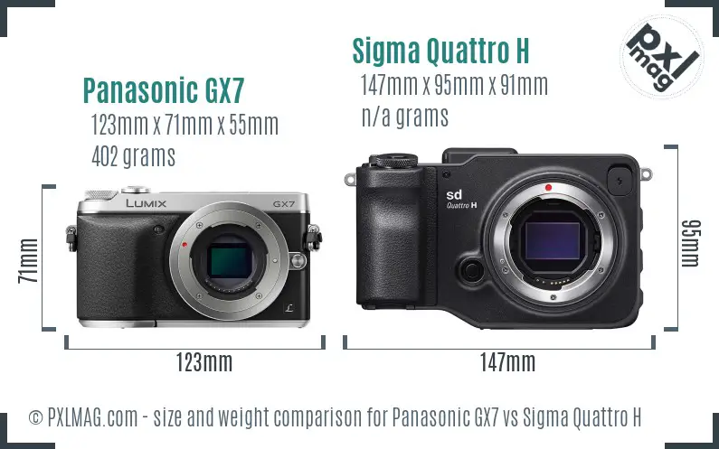 Panasonic GX7 vs Sigma Quattro H size comparison