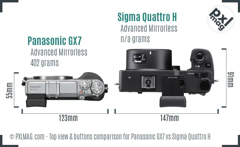 Panasonic GX7 vs Sigma Quattro H top view buttons comparison
