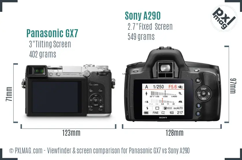 Panasonic GX7 vs Sony A290 Screen and Viewfinder comparison