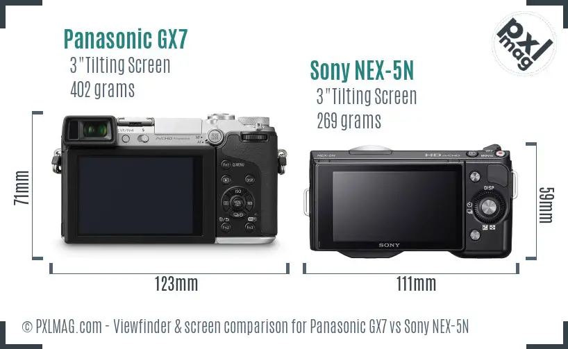 Panasonic GX7 vs Sony NEX-5N Screen and Viewfinder comparison