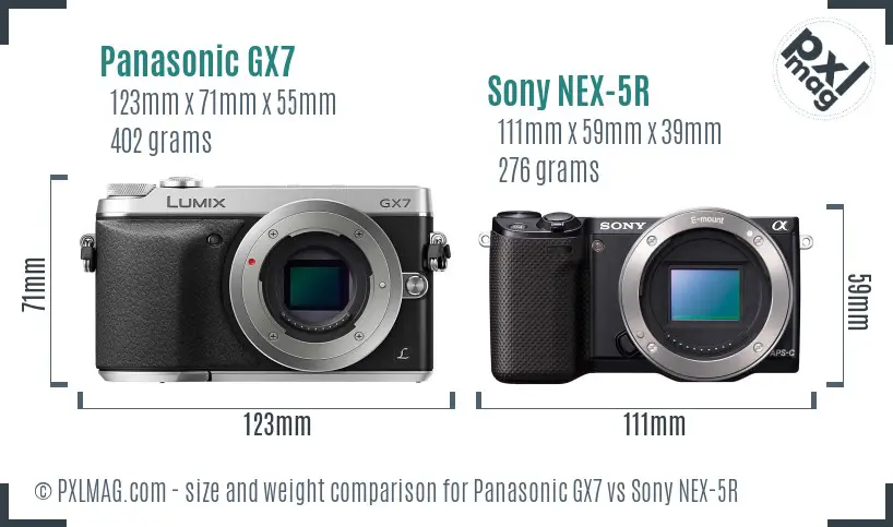 Panasonic GX7 vs Sony NEX-5R size comparison