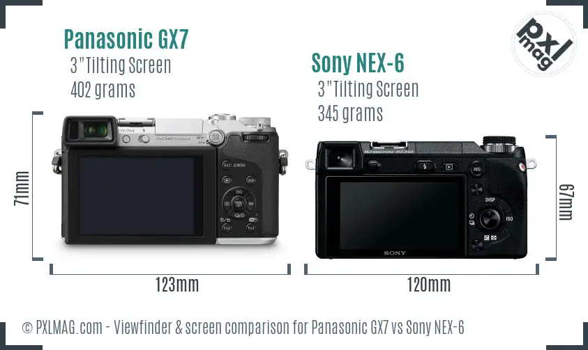 Panasonic GX7 vs Sony NEX-6 Screen and Viewfinder comparison Panasonic GX7 vs Sony NEX-6 Screen and Viewfinder comparison