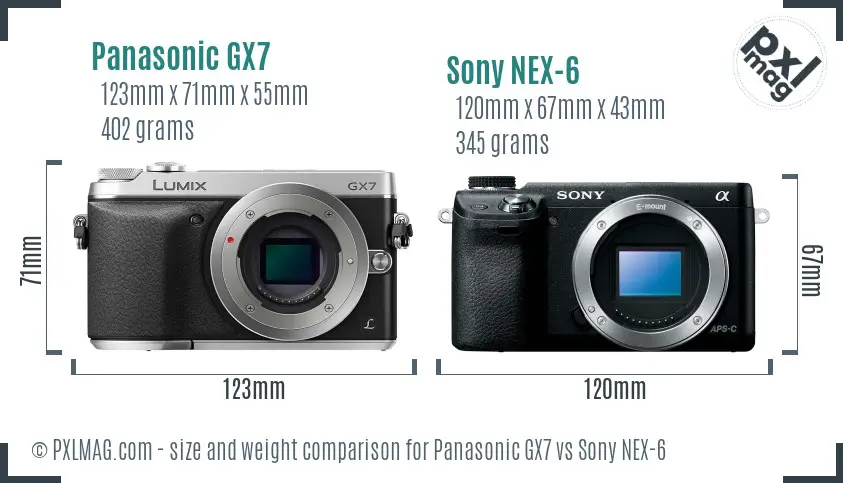 Panasonic GX7 vs Sony NEX-6 size comparison Panasonic GX7 vs Sony NEX-6 size comparison