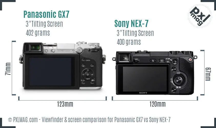 Panasonic GX7 vs Sony NEX-7 Screen and Viewfinder comparison Panasonic GX7 vs Sony NEX-7 Screen and Viewfinder comparison