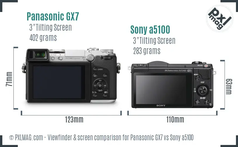 Panasonic GX7 vs Sony a5100 Screen and Viewfinder comparison