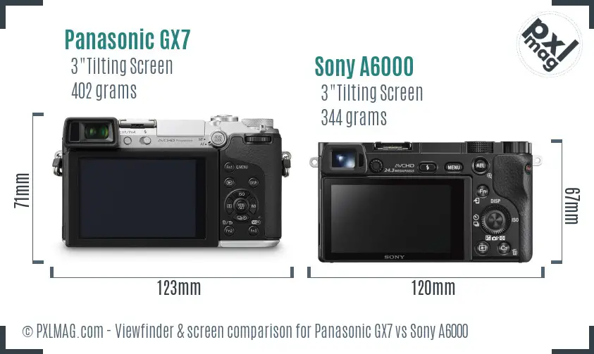 Panasonic GX7 vs Sony A6000 Screen and Viewfinder comparison