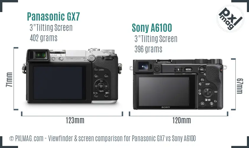 Panasonic GX7 vs Sony A6100 Screen and Viewfinder comparison