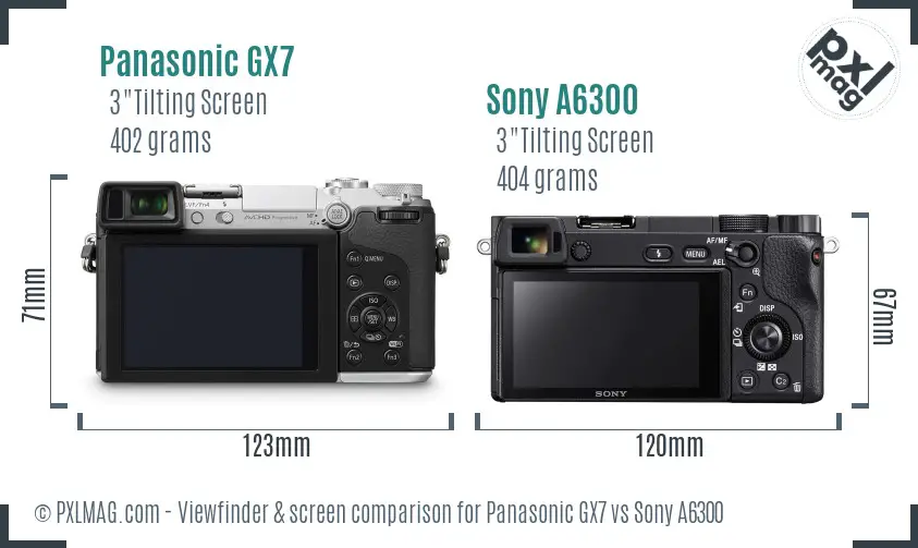 Panasonic GX7 vs Sony A6300 Screen and Viewfinder comparison