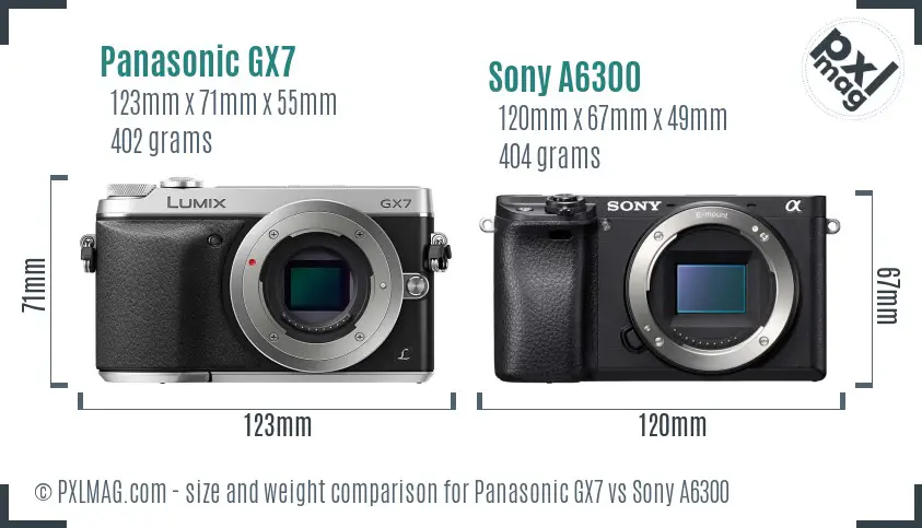 Panasonic GX7 vs Sony A6300 size comparison