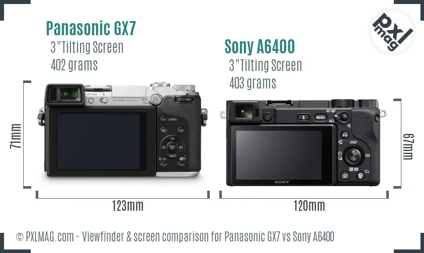 Panasonic GX7 vs Sony A6400 Screen and Viewfinder comparison