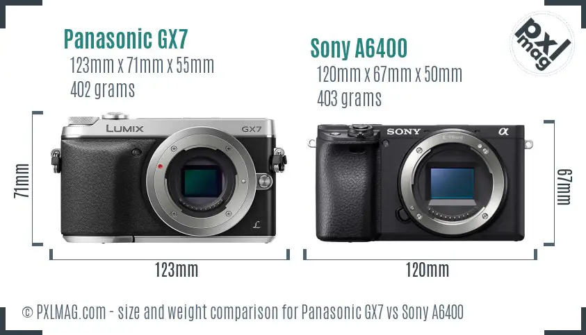 Panasonic GX7 vs Sony A6400 size comparison