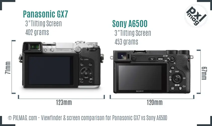 Panasonic GX7 vs Sony A6500 Screen and Viewfinder comparison