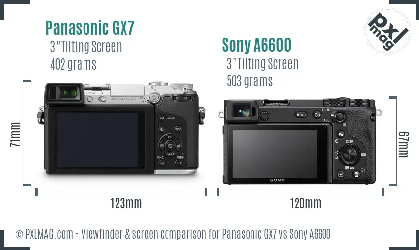 Panasonic GX7 vs Sony A6600 Screen and Viewfinder comparison