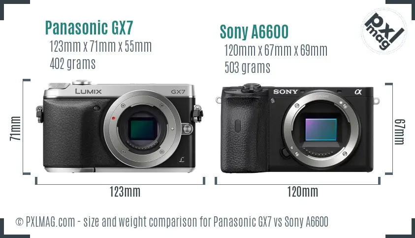 Panasonic GX7 vs Sony A6600 size comparison