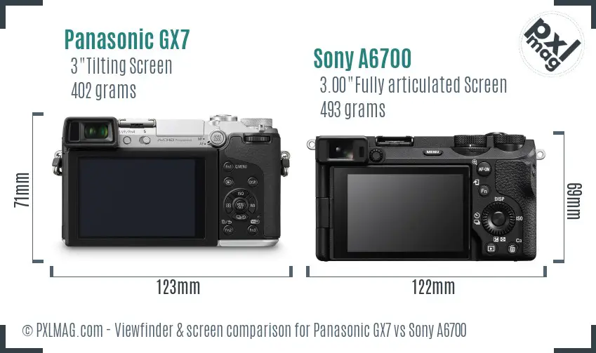 Panasonic GX7 vs Sony A6700 Screen and Viewfinder comparison
