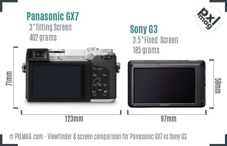 Panasonic GX7 vs Sony G3 Screen and Viewfinder comparison