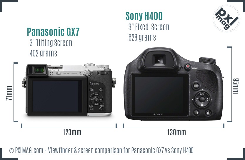 Panasonic GX7 vs Sony H400 Screen and Viewfinder comparison