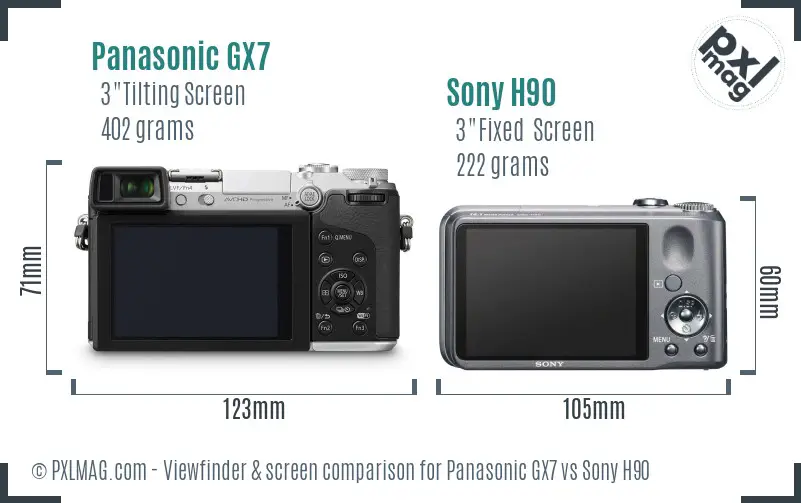 Panasonic GX7 vs Sony H90 Screen and Viewfinder comparison Panasonic GX7 vs Sony H90 Screen and Viewfinder comparison