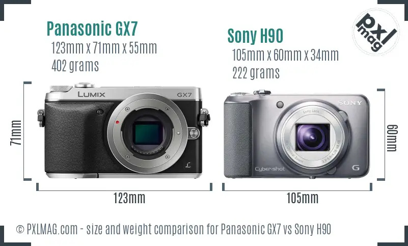 Panasonic GX7 vs Sony H90 size comparison Panasonic GX7 vs Sony H90 size comparison