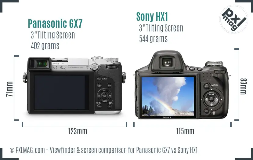 Panasonic GX7 vs Sony HX1 Screen and Viewfinder comparison Panasonic GX7 vs Sony HX1 Screen and Viewfinder comparison