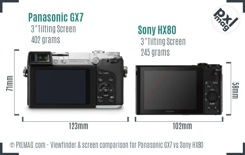 Panasonic GX7 vs Sony HX80 Screen and Viewfinder comparison