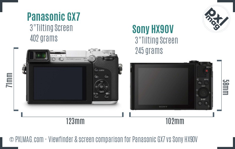 Panasonic GX7 vs Sony HX90V Screen and Viewfinder comparison