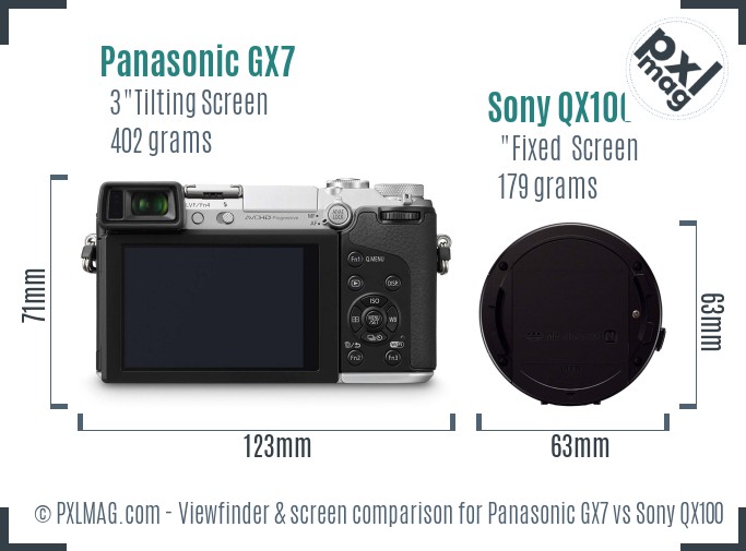 Panasonic GX7 vs Sony QX100 Screen and Viewfinder comparison