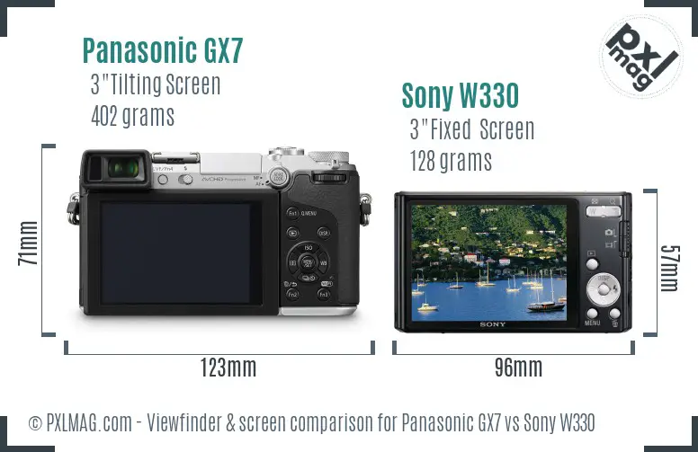 Panasonic GX7 vs Sony W330 Screen and Viewfinder comparison