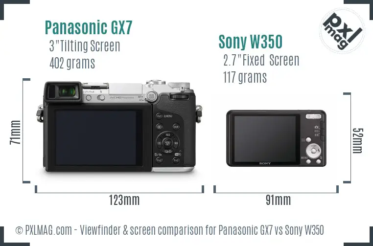 Panasonic GX7 vs Sony W350 Screen and Viewfinder comparison