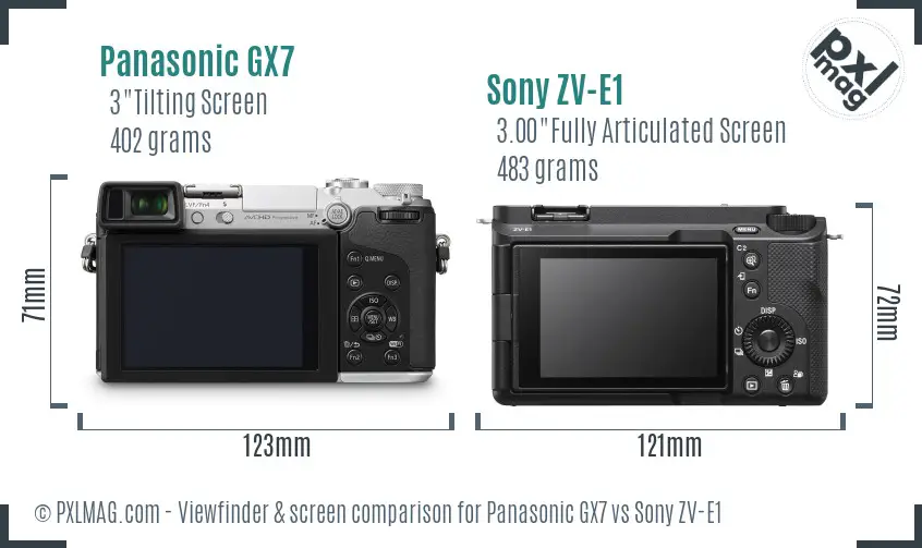 Panasonic GX7 vs Sony ZV-E1 Screen and Viewfinder comparison