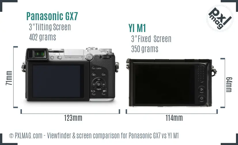 Panasonic GX7 vs YI M1 Screen and Viewfinder comparison