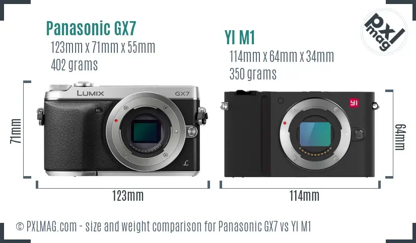 Panasonic GX7 vs YI M1 size comparison