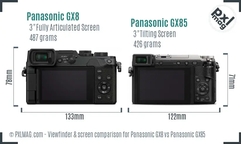 Panasonic GX8 vs Panasonic GX85 Screen and Viewfinder comparison