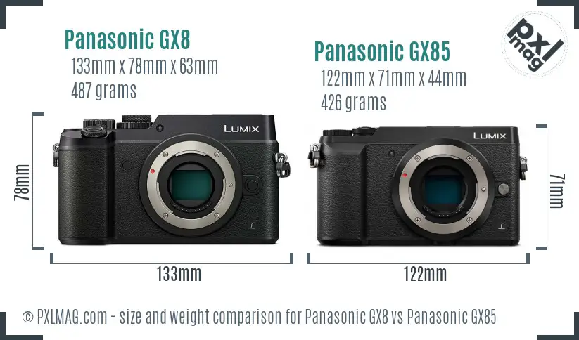 Panasonic GX8 vs Panasonic GX85 size comparison