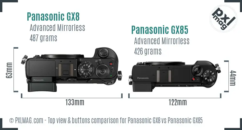 Panasonic GX8 vs Panasonic GX85 top view buttons comparison