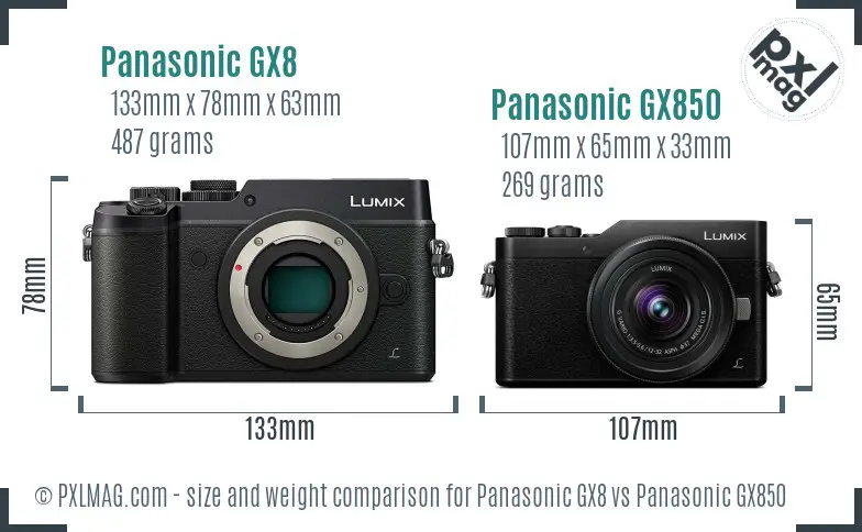 Panasonic GX8 vs Panasonic GX850 size comparison