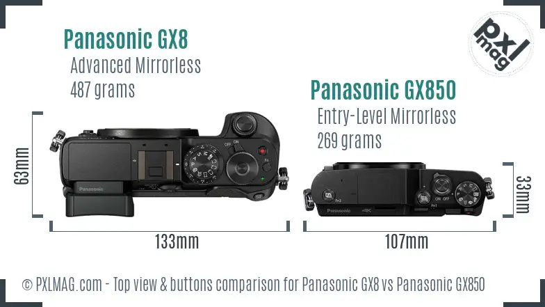 Panasonic GX8 vs Panasonic GX850 top view buttons comparison