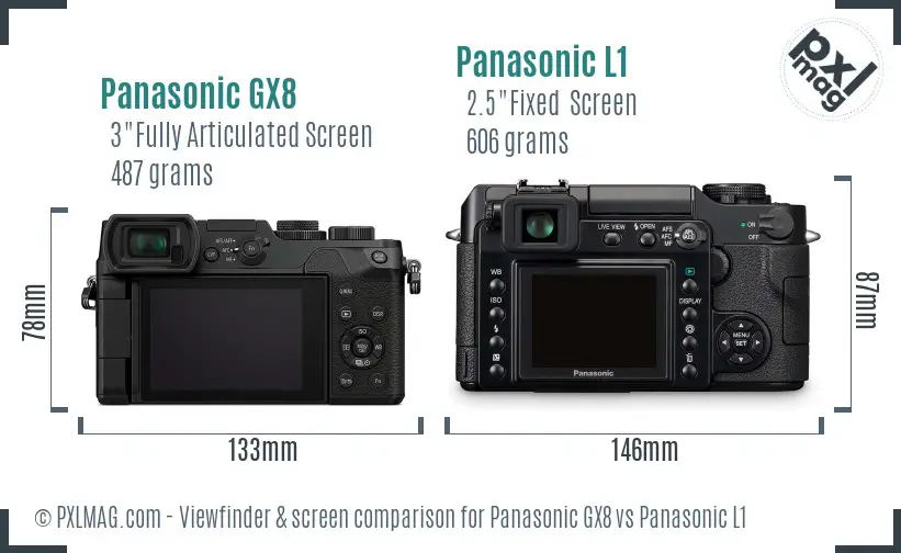 Panasonic GX8 vs Panasonic L1 Screen and Viewfinder comparison