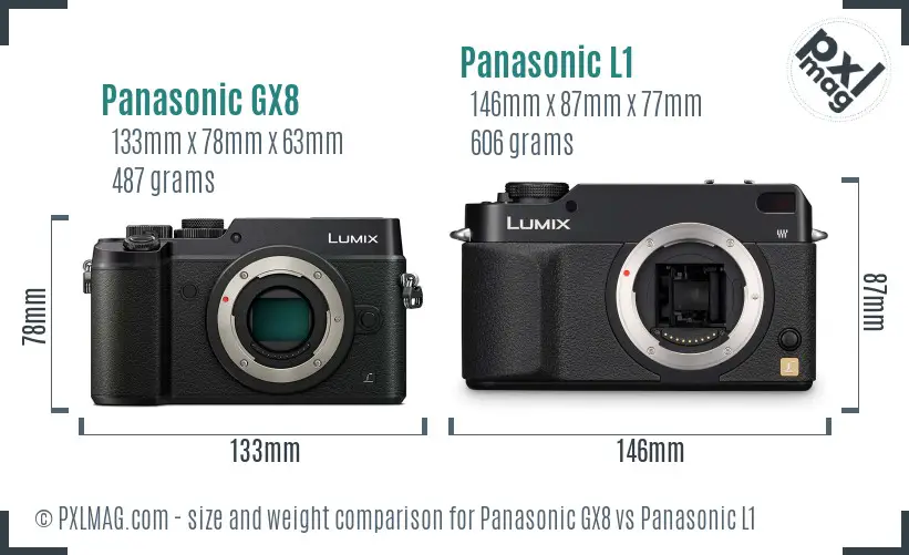 Panasonic GX8 vs Panasonic L1 size comparison