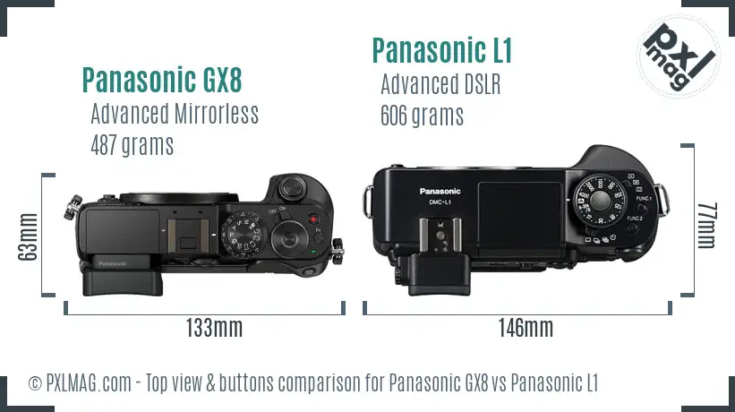 Panasonic GX8 vs Panasonic L1 top view buttons comparison