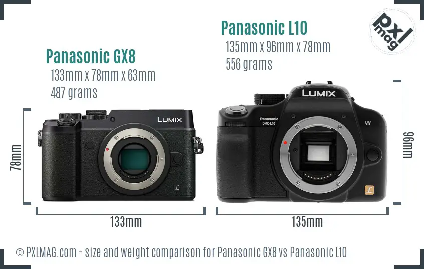 Panasonic GX8 vs Panasonic L10 size comparison